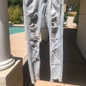 H & M BLACK SKINNY COUPE MOULANTE DENIM JEANS - PREOWNED - BUTTON FLY